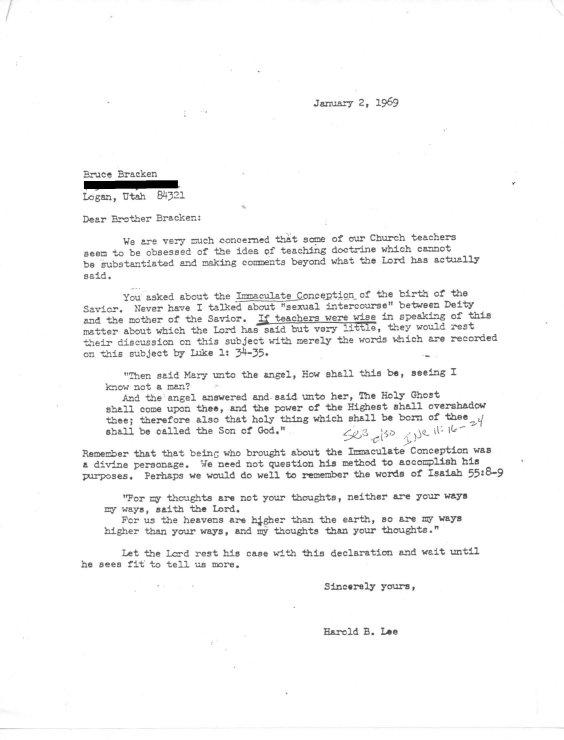 Letter from Harold B. Lee