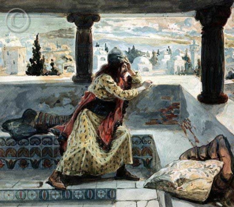 01-Tissot-David sees Bathsheba from his rooftop