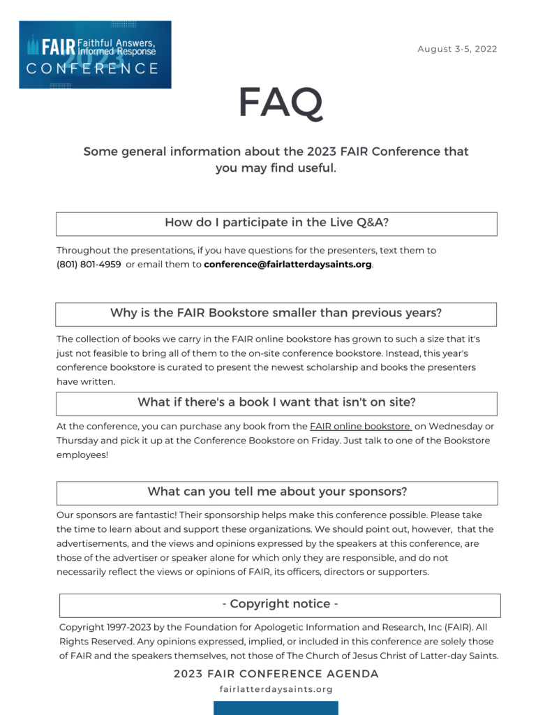 2023 FAIR Conference FAQs 1