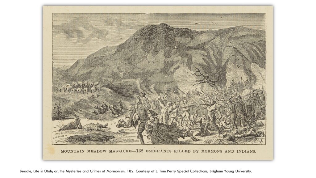 An artist's rendition of the Mountain Meadow Massacre