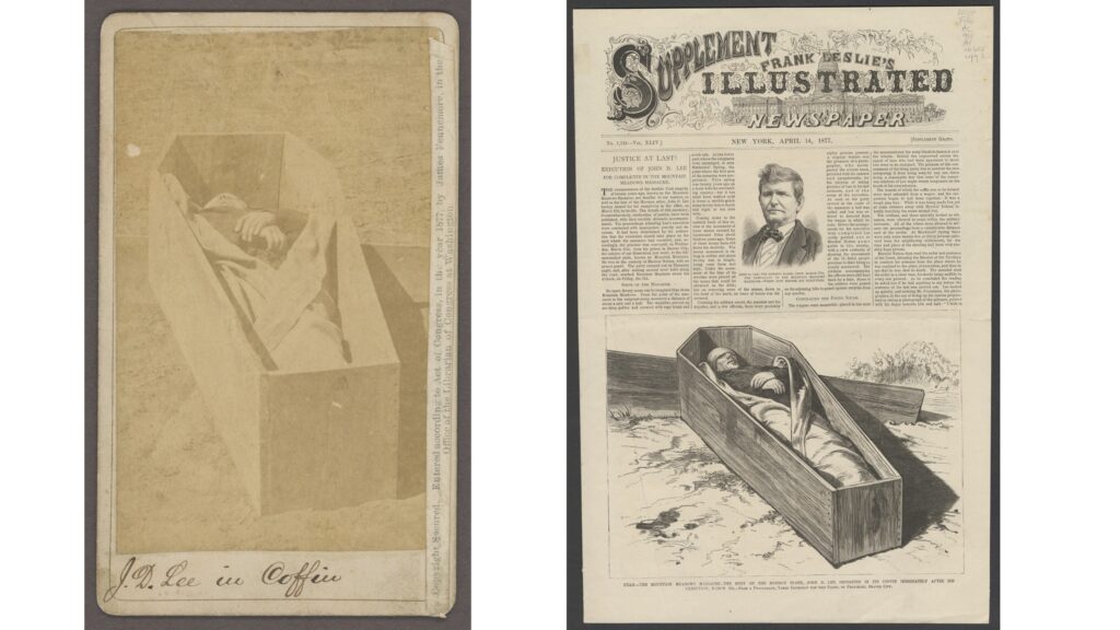 John D. Lee in his coffin