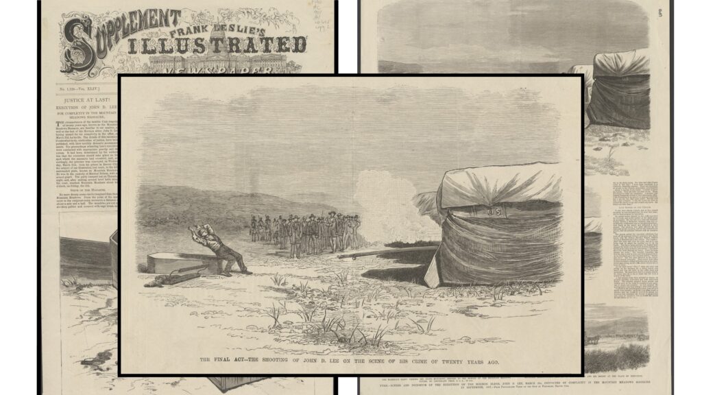 John D. Lee falling in his coffin