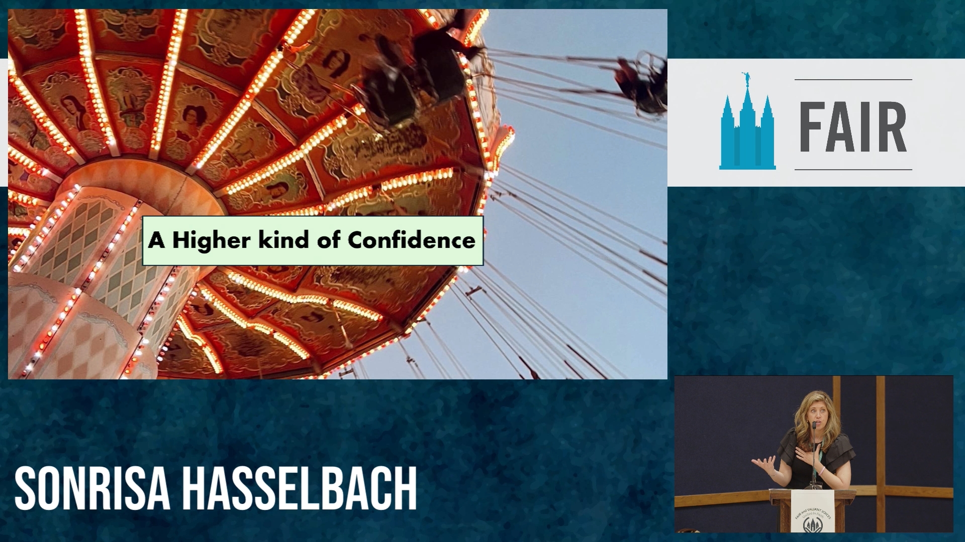 sonrisa confidence on an amusement park ride